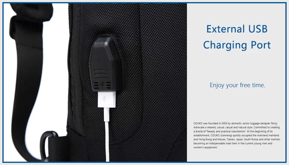 OZUKO Multifunction Waterproof Anti-theft Crossbody Bag for Men And Women