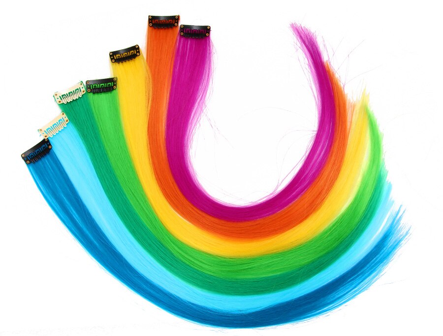 Leeons colorful synthetic heat resistant hair extensions With Clips.