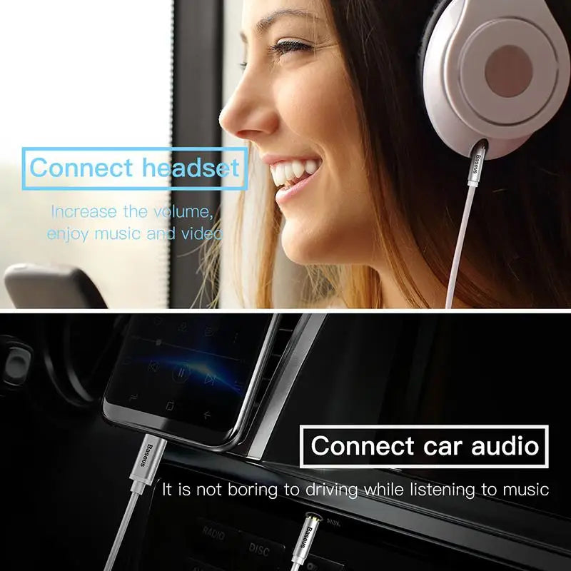 Baseus USB Type C Male Aux Audio Cable to 3.5mm Jack For Headphone Headset