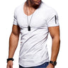 Men's fitness cotton V-neck t-shirt. short-sleeved with a zipper opening.