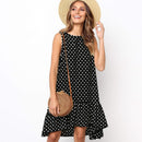 Lossky Women's Polka Dot Chiffon Sleeveless Beach Min Summer Dress.