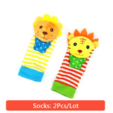 0-12 Months Baby Animal Socks+ Rattle OR  Wrist Strap +Rattles.