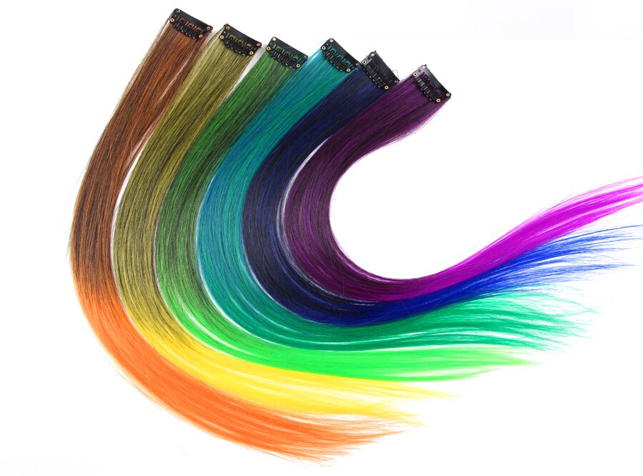 Leeons colorful synthetic heat resistant hair extensions With Clips.