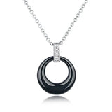 Women's Circle Ceramic Pendent Necklace
