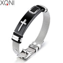 XQNI Stainless Steel Cross Bangle With Mesh Strap.