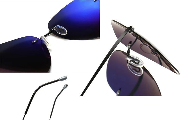 HBK UV400 Rimless Ultralight Titanium Polarized Sunglasses