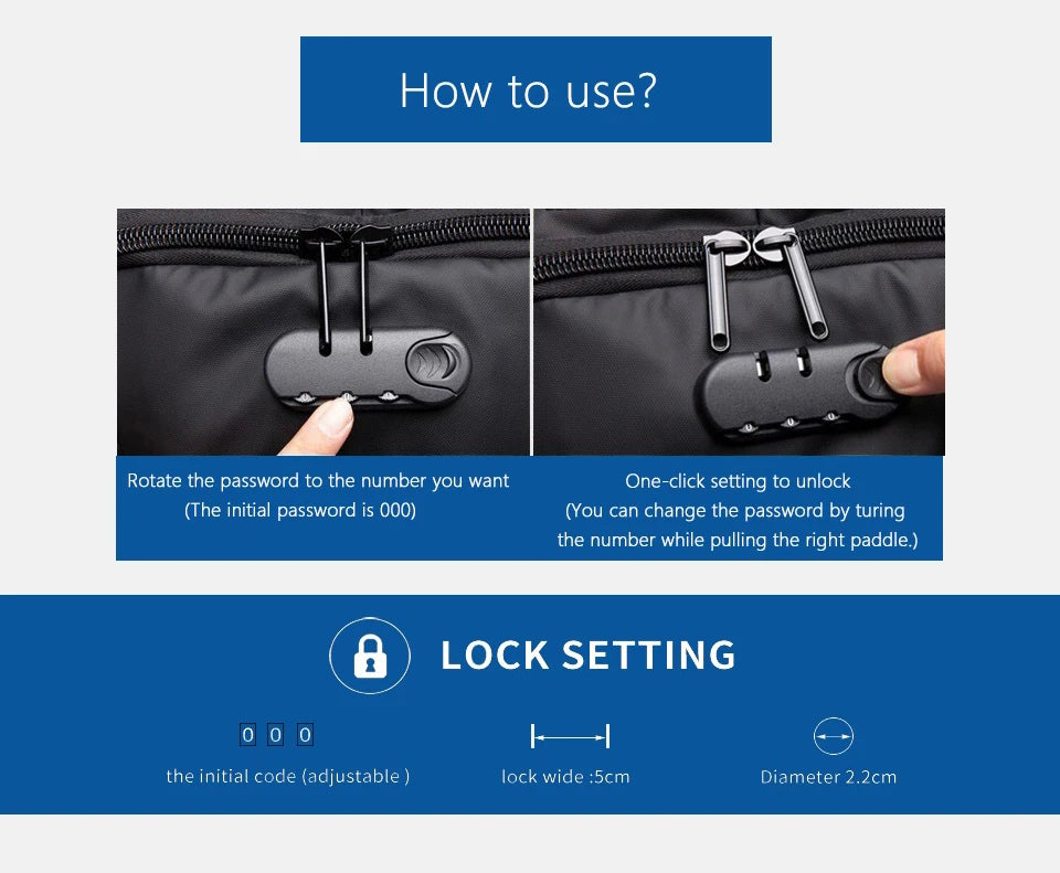 OZUKO Multifunction Waterproof Anti-theft Crossbody Bag for Men And Women