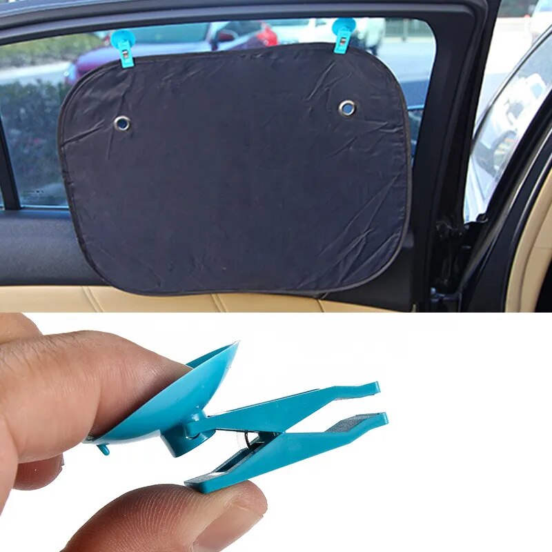 1 Pair Car Interior Window Suction Cap Clips Holders For Sunshade Curtains.