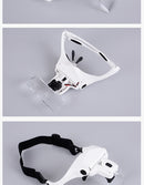 LED Magnifying Eyeglasses With Adjustable Headband And 5 Lenses .0X 1.5X 2.0X 2.5X 3.0X.