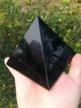 4-10cm Black Obsidian Natural Mineral Healing Pyramid.