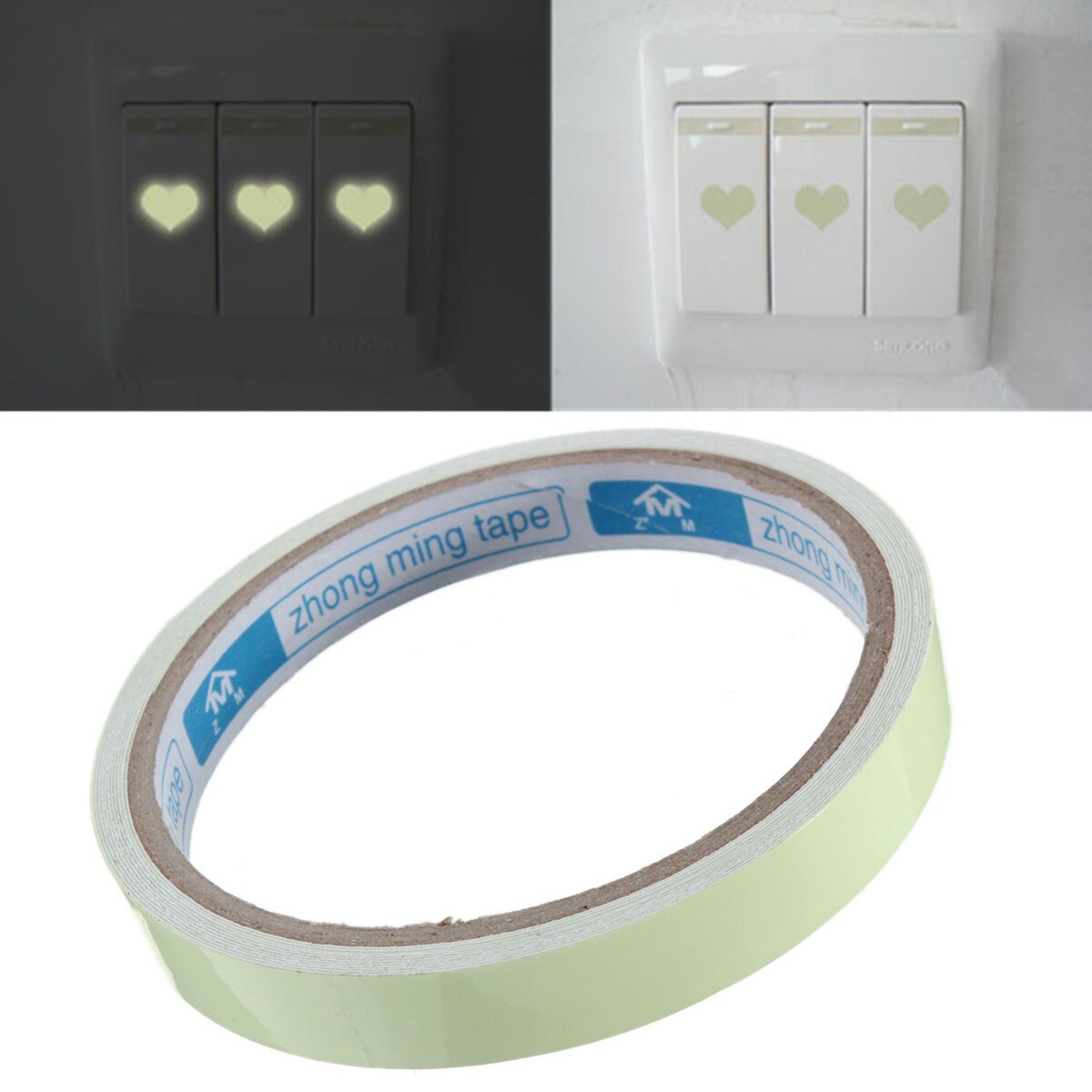 3/10M 10/15/20mm Self-adhesive Luminous Tape. Dark green glow in the dark strips for floor risers