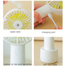 USB Rechargeable Handheld Mini cooling fan with water spray mist.