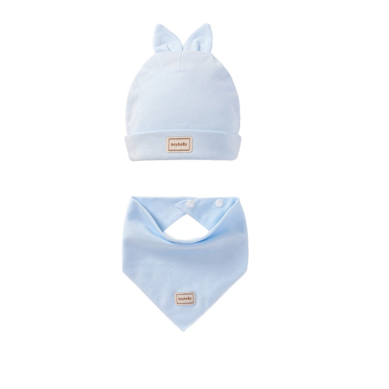 Babies Cotton Caps With Bibs.