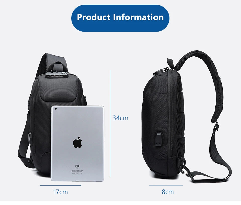 OZUKO Multifunction Waterproof Anti-theft Crossbody Bag for Men And Women