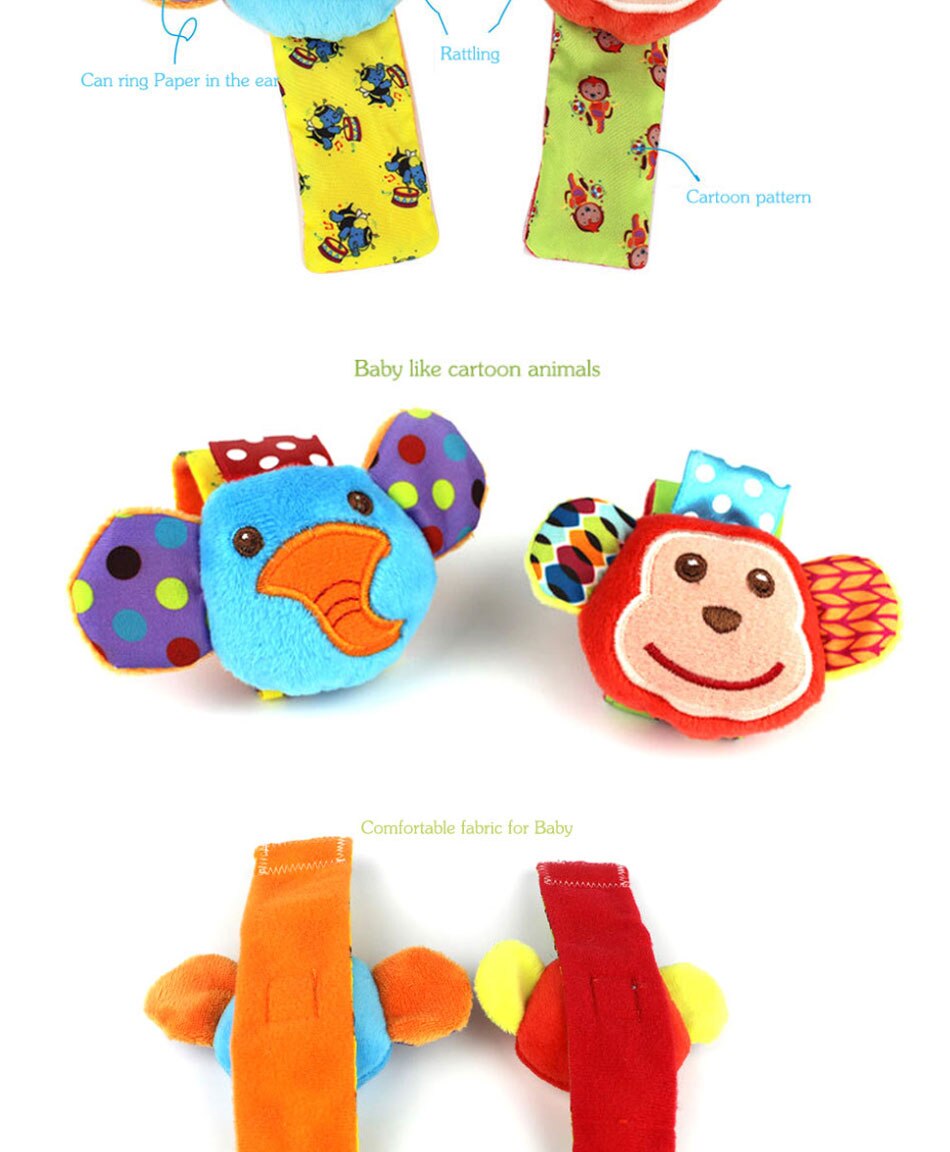 0-12 Months Baby Animal Socks+ Rattle OR  Wrist Strap +Rattles.