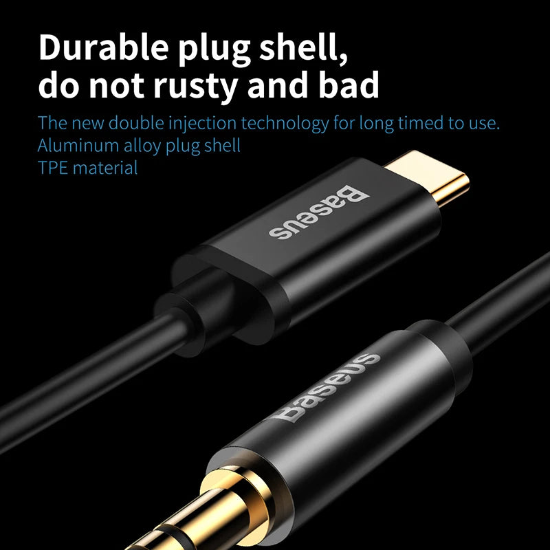 Baseus USB Type C Male Aux Audio Cable to 3.5mm Jack For Headphone Headset