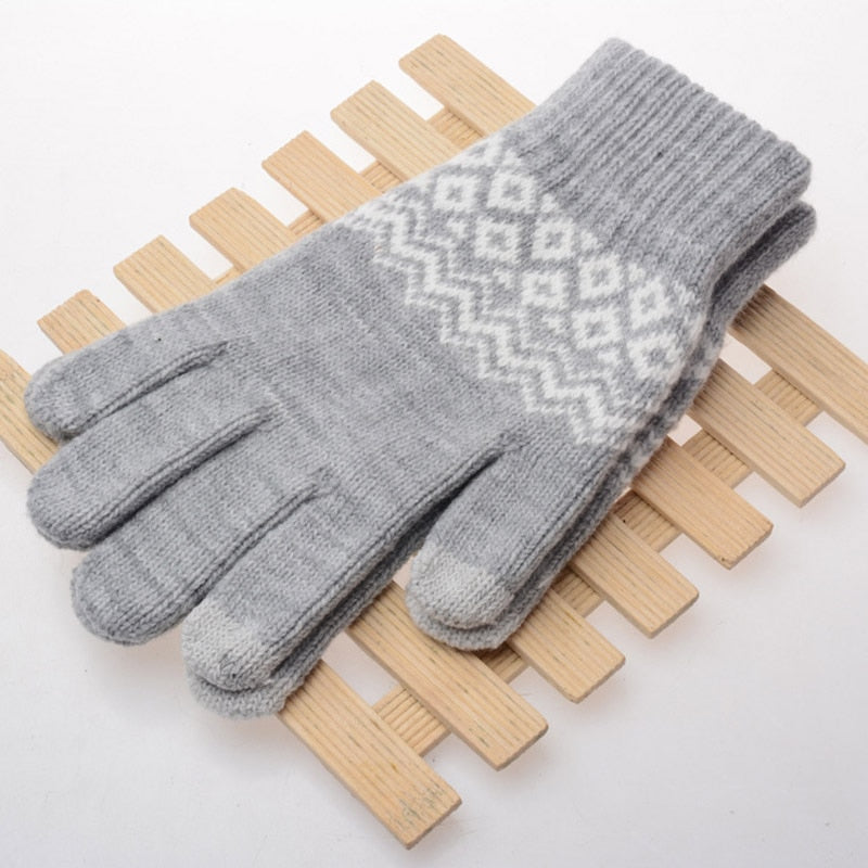Winter Warm Stretch Knit Wool Mittens OR Full Finger Touch Screen Gloves For Men & Women.
