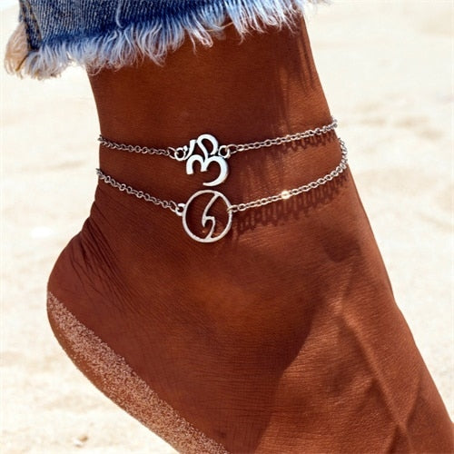 IPARAM Bobo Retro Bohemia Round Rune Starfish Anklet Pull Bead Bracelet.