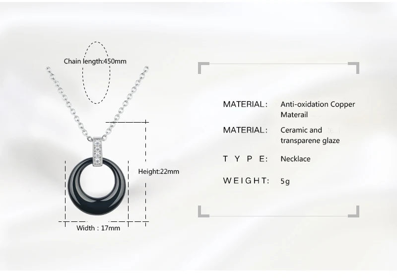 Women's Circle Ceramic Pendent Necklace