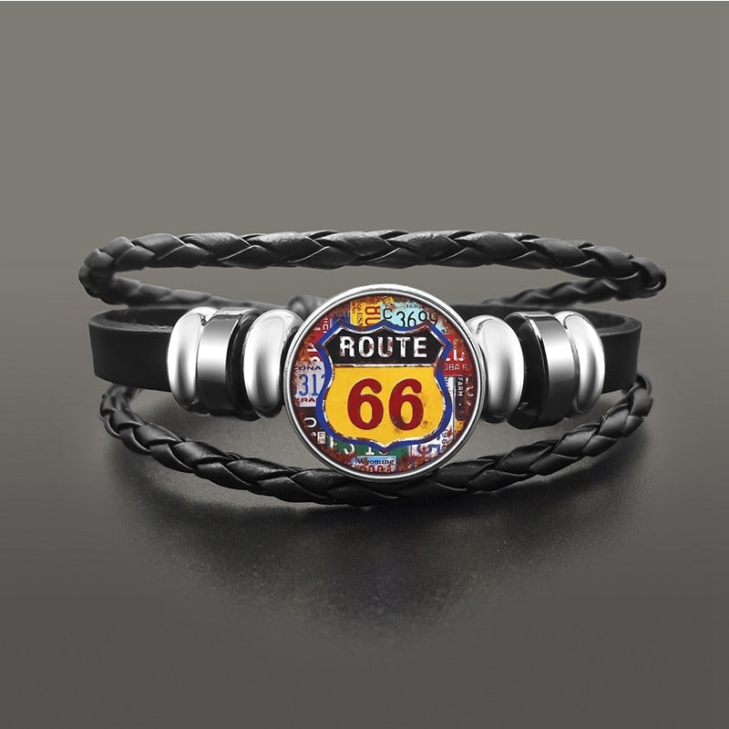 Classic US Route 66 Button Snap Bracelets For Men & Women.