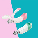 Foldable stainless steel baby nail clipper with magnifier safety zoom glass.