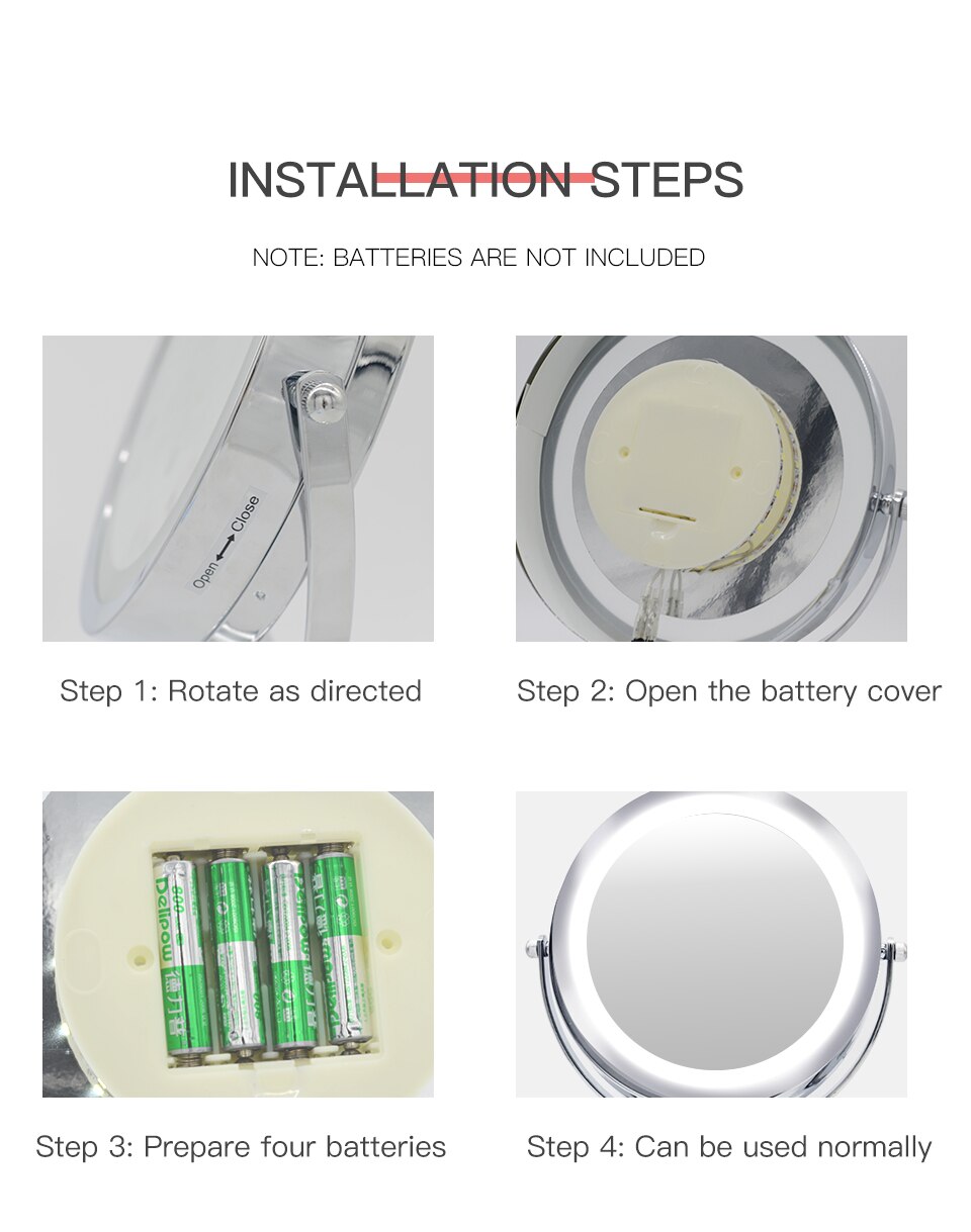 Makeup Mirror With LED  Light.  Double Sided 10X magnifying.