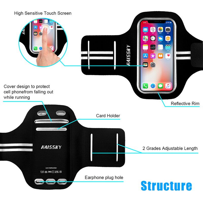 Sports running armband case for iPhone X XS 6s 7 8 5 5s SE Samsung.