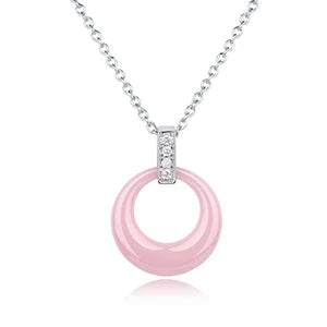 Women's Circle Ceramic Pendent Necklace