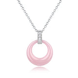 Women's Circle Ceramic Pendent Necklace