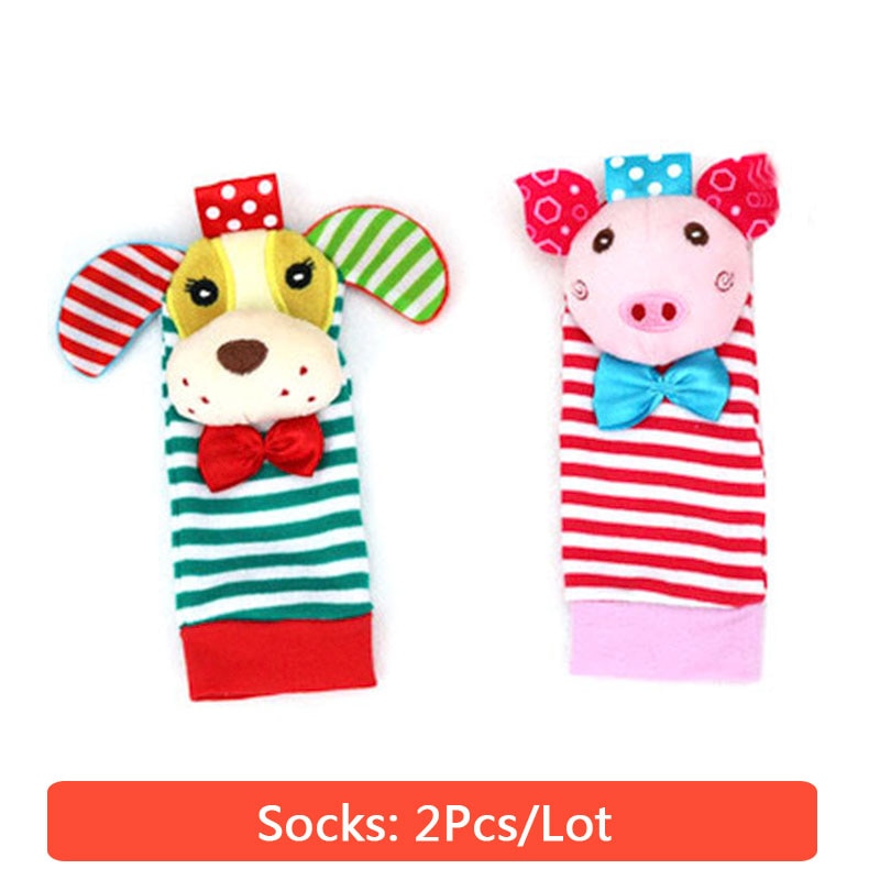 0-12 Months Baby Animal Socks+ Rattle OR  Wrist Strap +Rattles.