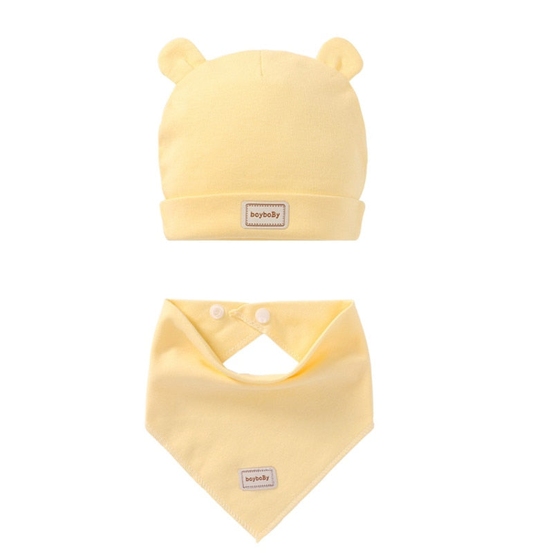 Babies Cotton Caps With Bibs.