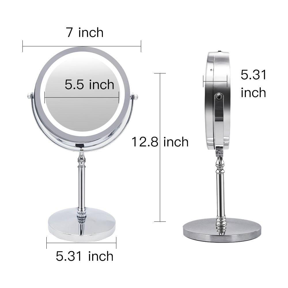 Makeup Mirror With LED  Light.  Double Sided 10X magnifying.