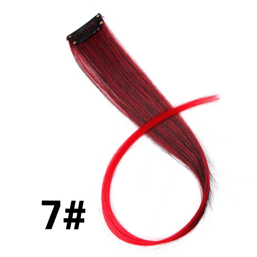 Leeons colorful synthetic heat resistant hair extensions With Clips.