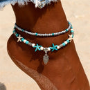 IPARAM Bobo Retro Bohemia Round Rune Starfish Anklet Pull Bead Bracelet.