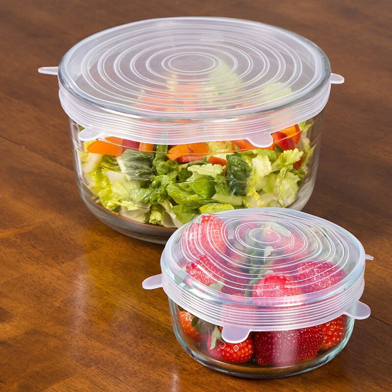 6 Pieces Reusable Multiple Sizes Silicone Stretch Lids And Bowls.