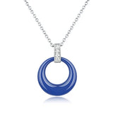 Women's Circle Ceramic Pendent Necklace