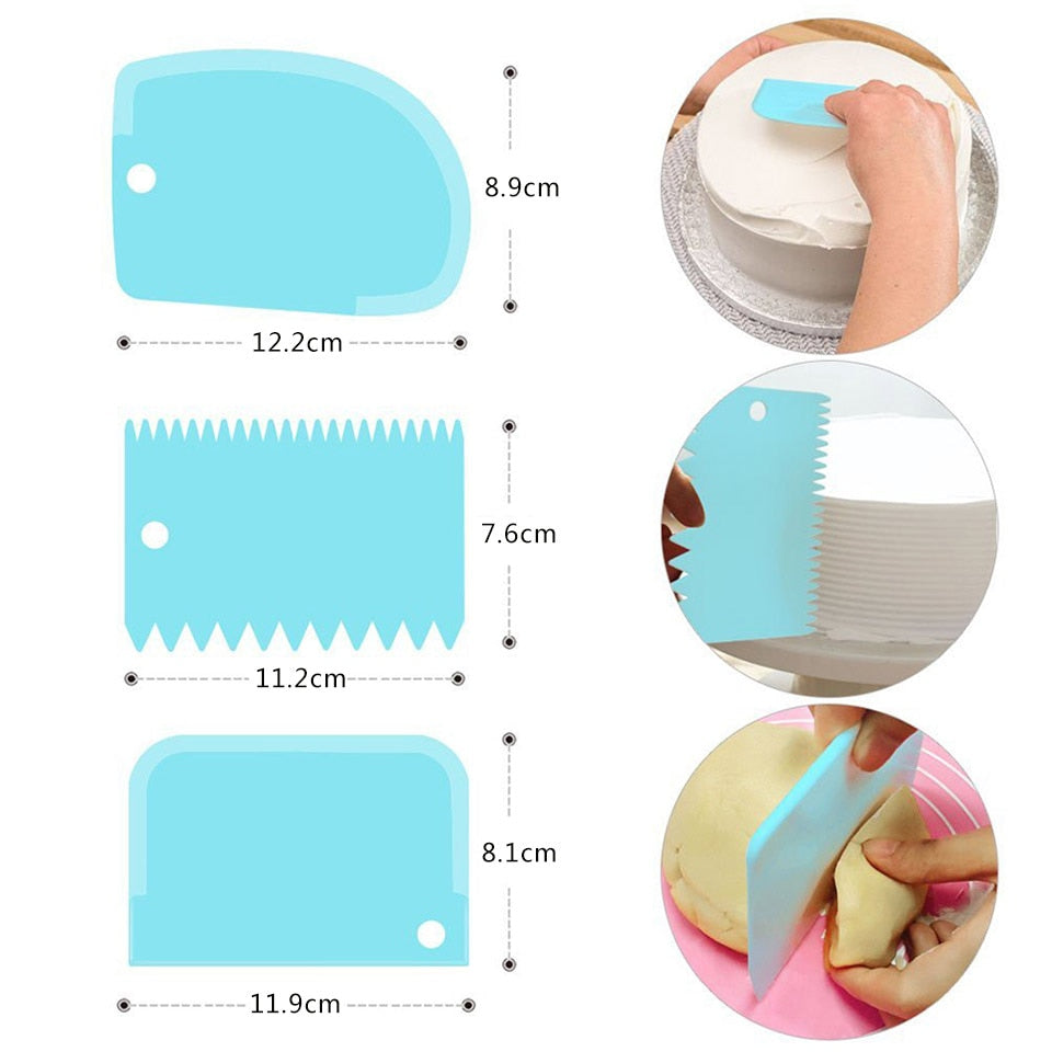 3pcs/Set Plastic Baking Spatulas For Cakes and Pastries.