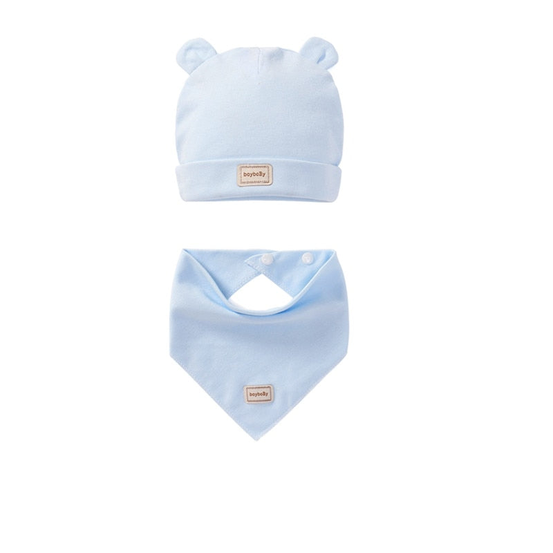 Babies Cotton Caps With Bibs.