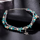 IPARAM Bobo Retro Bohemia Round Rune Starfish Anklet Pull Bead Bracelet.