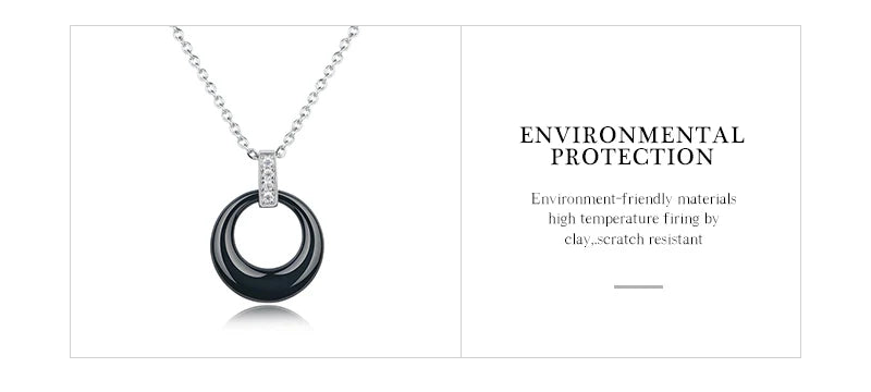 Women's Circle Ceramic Pendent Necklace