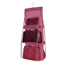 6 Pocket Hanging Handbag/shoe organizer with hanger.  Can be hung in a closet or on a door.