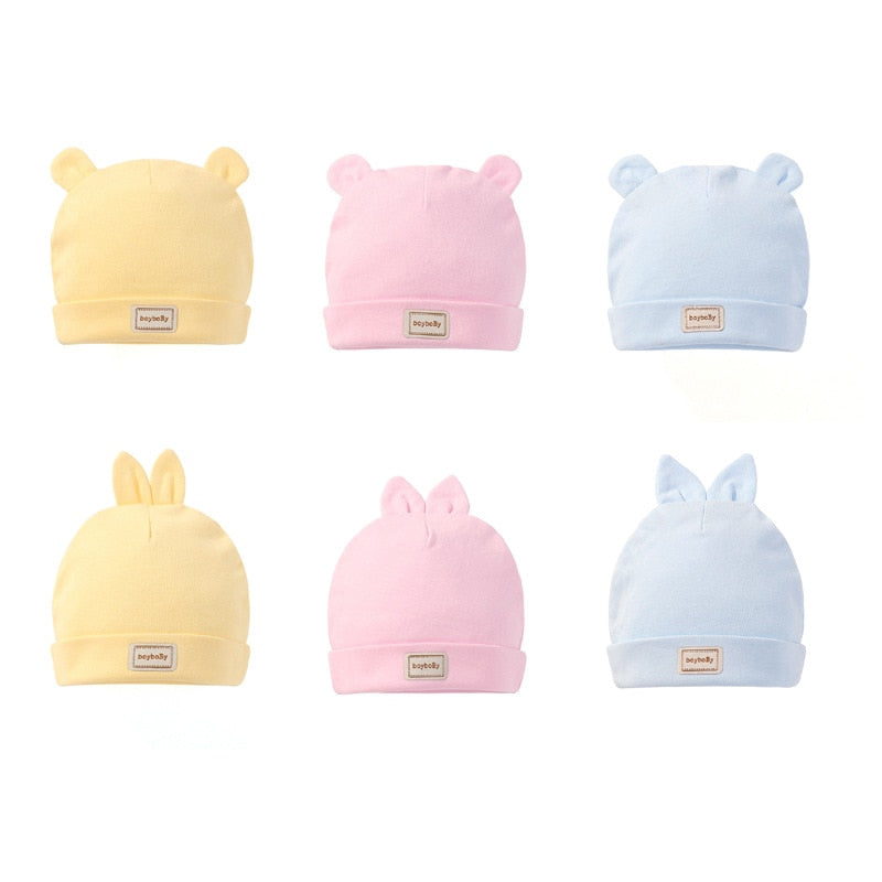 Babies Cotton Caps With Bibs.