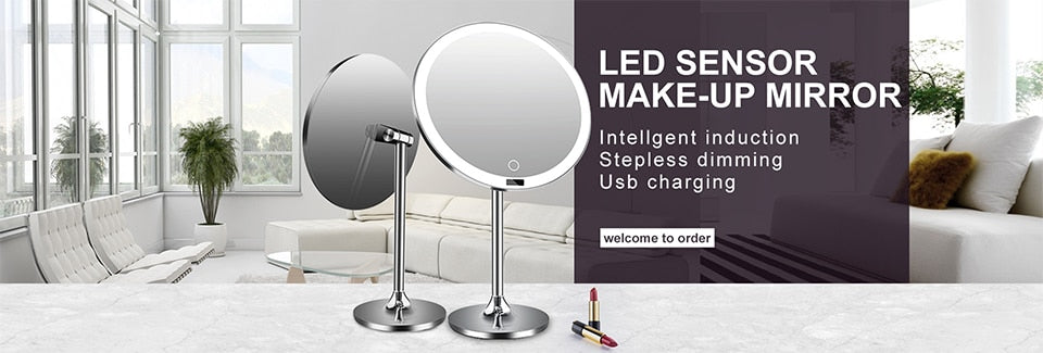 Makeup Mirror With LED  Light.  Double Sided 10X magnifying.