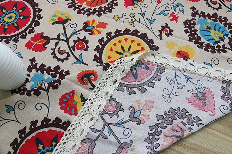 Bohemian  Rectangular Cotton Linen Table Cloth.