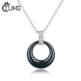 Women's Circle Ceramic Pendent Necklace
