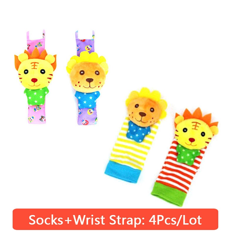 0-12 Months Baby Animal Socks+ Rattle OR  Wrist Strap +Rattles.