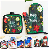 2pc/set Christmas Insulated Oven Mitts