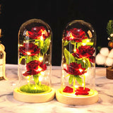 Christmas Or Valentines LED Foil Flower With Fairy String Lights In Enclosed Dome