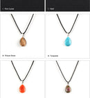 Women Natural Water Drop Pendant Necklace.  Easy To Wear As A Necklace OR Choker with a Variety of Stones.