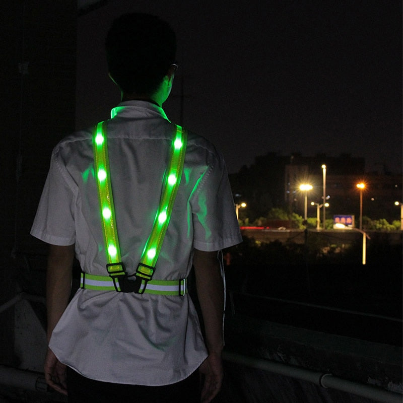 LED/USB Charging Reflective Vest With Adjustable Waist with Pouch For Running, Cycling and Walking.